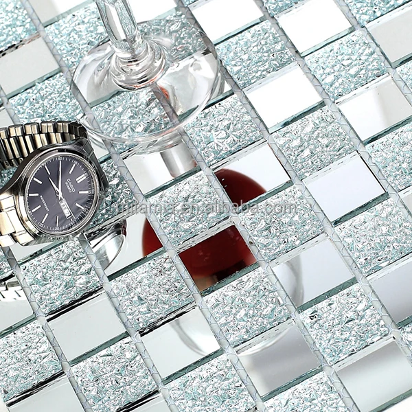 Precio De Ganga,Espejo Plateado,Mosaico,Azulejos De Pared De Vidrio