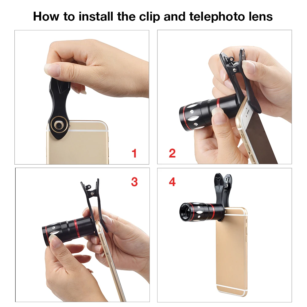 Apexel Awesome Universal Metal 10x telescope 3 in 1 Mobile Phone Camera lens kit for Mobile Phones