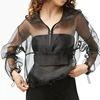 Good Quality Custom Logo Hooded Women Sheer Drawstring Anorak Pullover Jacket
