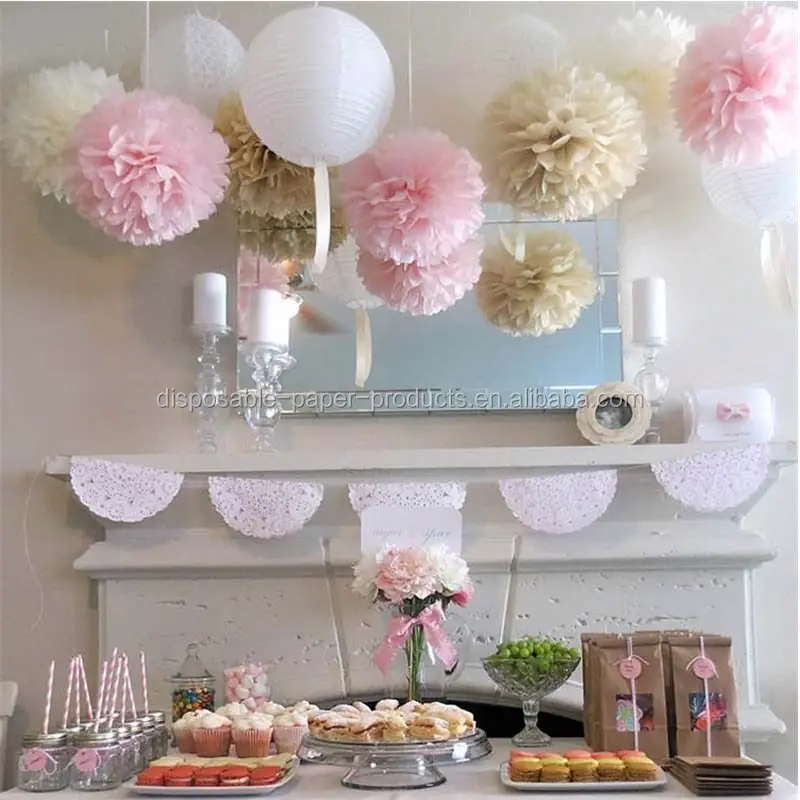 Kids Birthday Party Backdrop Ideas Tissue Paper Pom Poms Balls Paper Fans Crepe Streamer Hanging Baby Shower Decorations Buy Birthday Party
