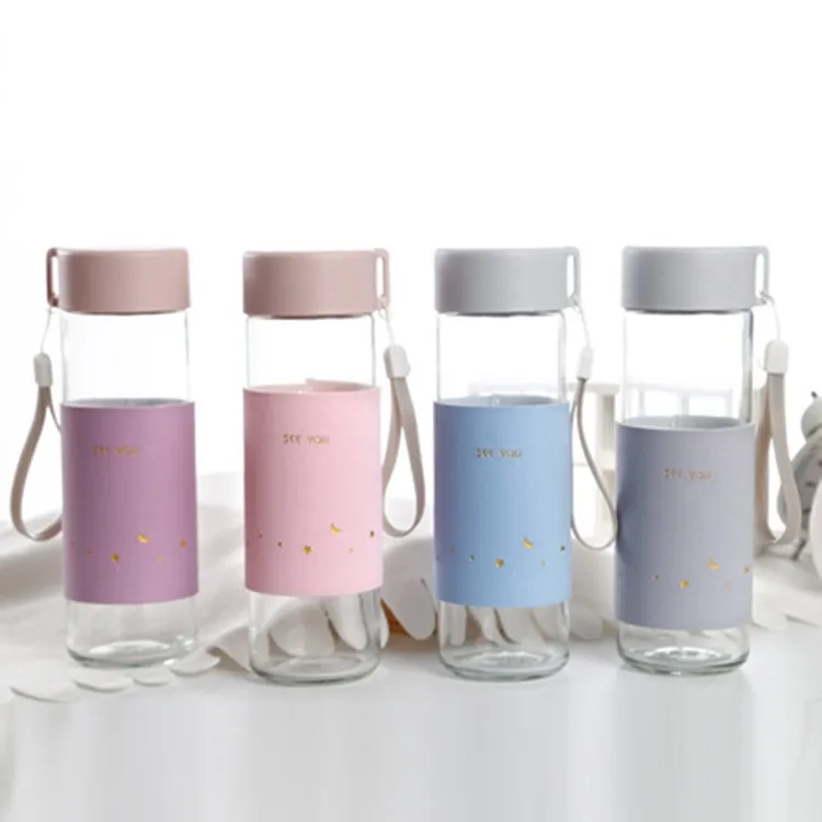 Crystal Glass Water Bottle 2020 Top Selling Silicone Applicable For