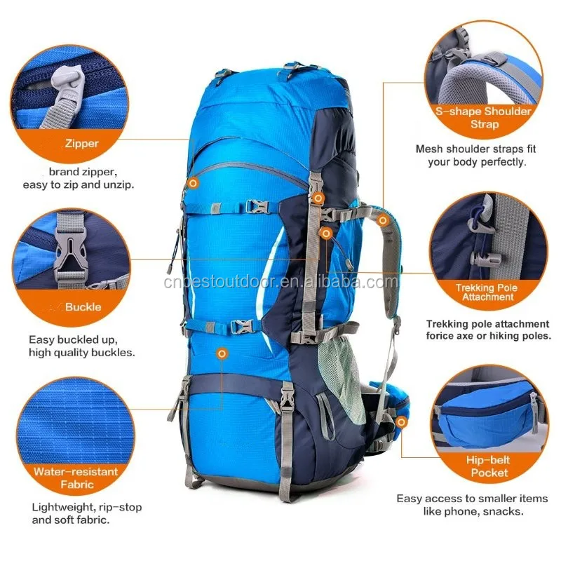 70L+10L Outdoor Sport hiking backpack,mountain top backpack,Waterproof