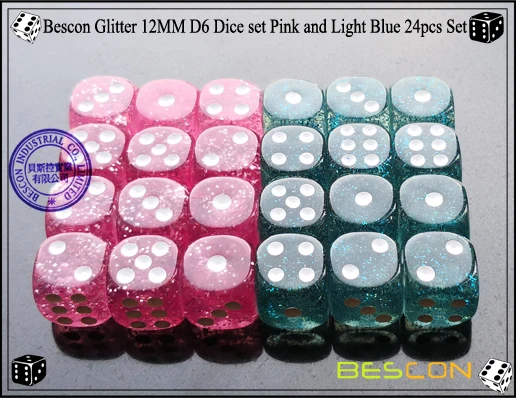 Bescon etéreo glitter 12mm 6 face jogo