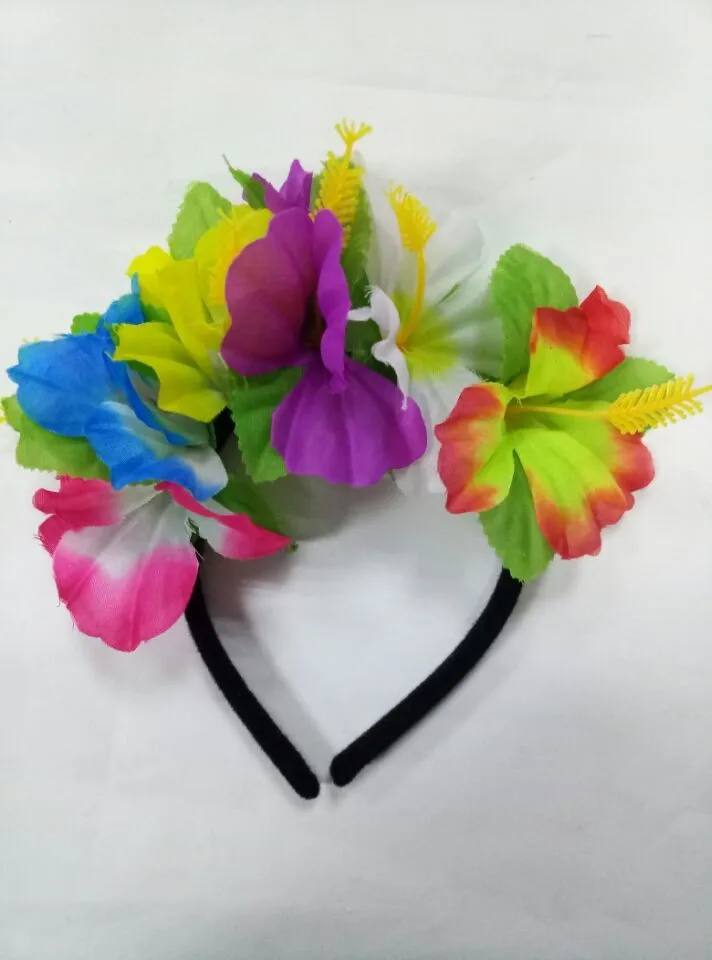 Hawaiian Summer Luau Party Flower Headband Beach Theme Party Supplies ...