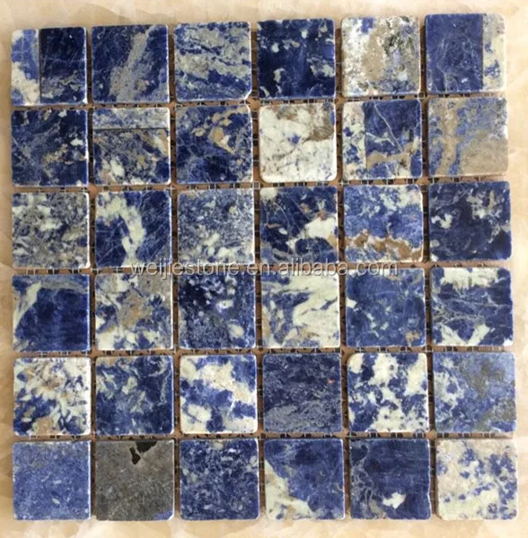 Natural Blue Garden Stones Tile Mosaic,Blue Marble Mosaic Tile,Blue