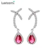 LUOTEEMI Luxury Excellent Cut Cubic Zircon Drop Earrings CZ Crystal Earrings Bridal Wedding Jewelry For Women