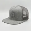 Customized 5 Panels Snapback Hats,Embroidered Your Brand Snap Back Caps,Wool Snapback Gray Mesh Caps