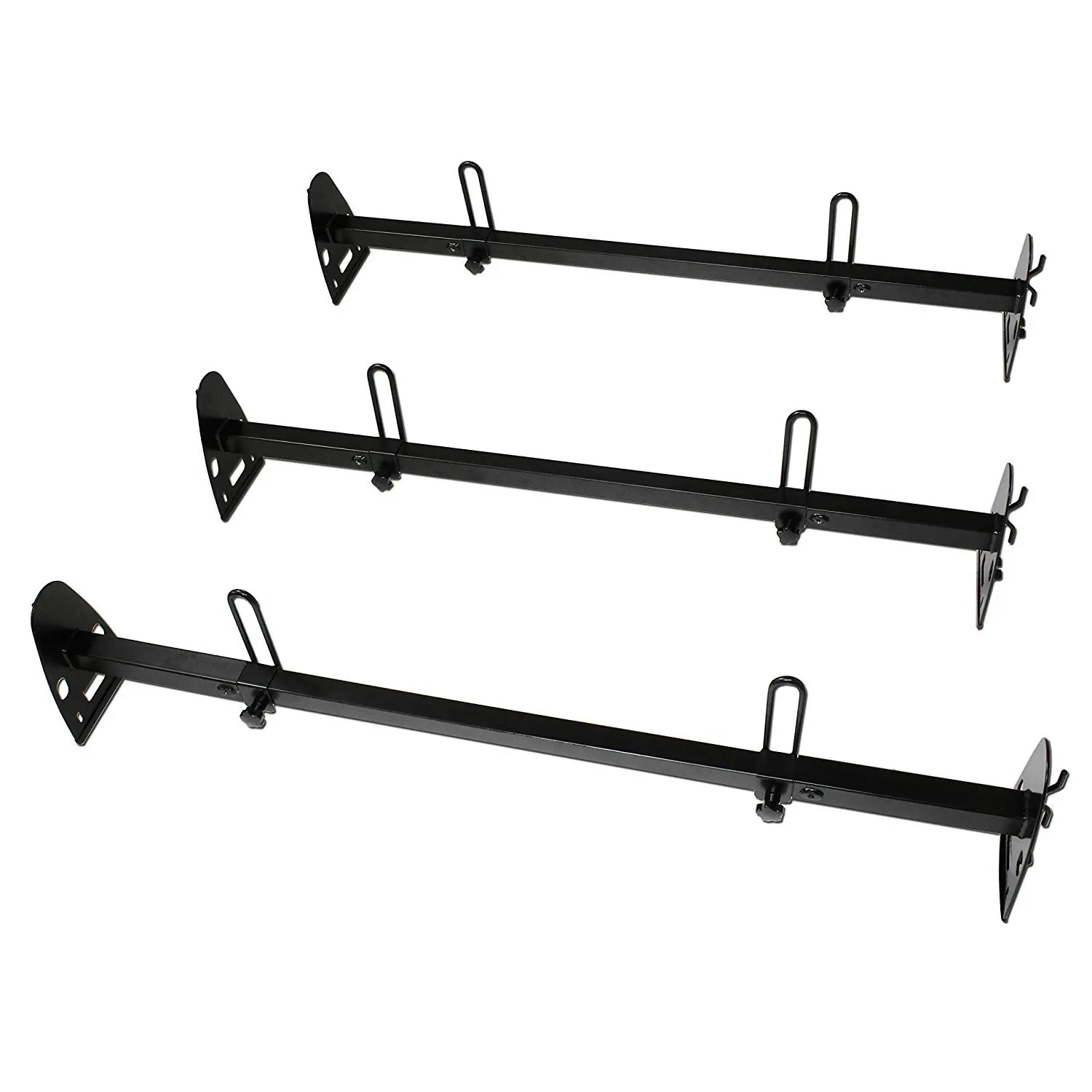 AA-Racks Model X217 Hightop Square Van Ladder Rack Rain-Gutter High Roof Rack 3 Bar Set White