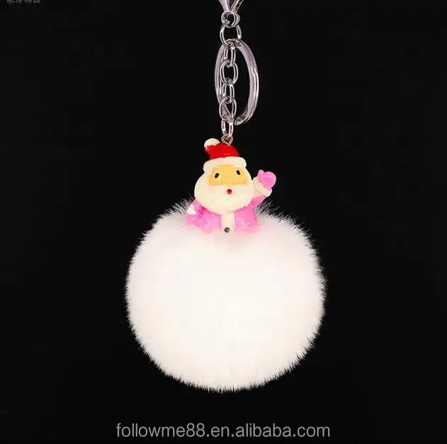 Women Santa Claus Keychain Fur Ball Key Chain Cute Colorful Bag accessories