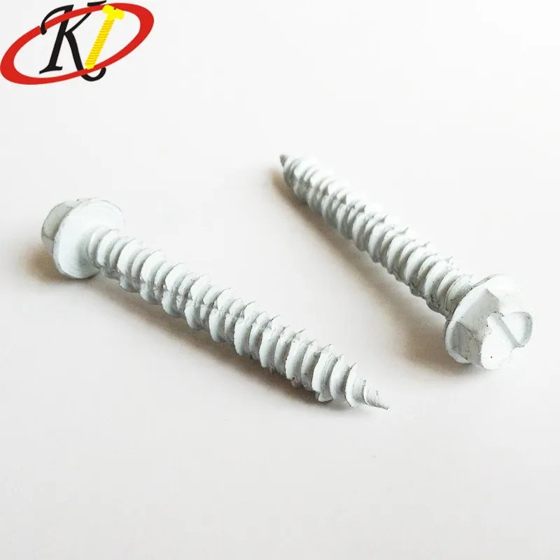 White Concrete Screw Zinc Polished Hex Head Slotted Self Tapping Screws
