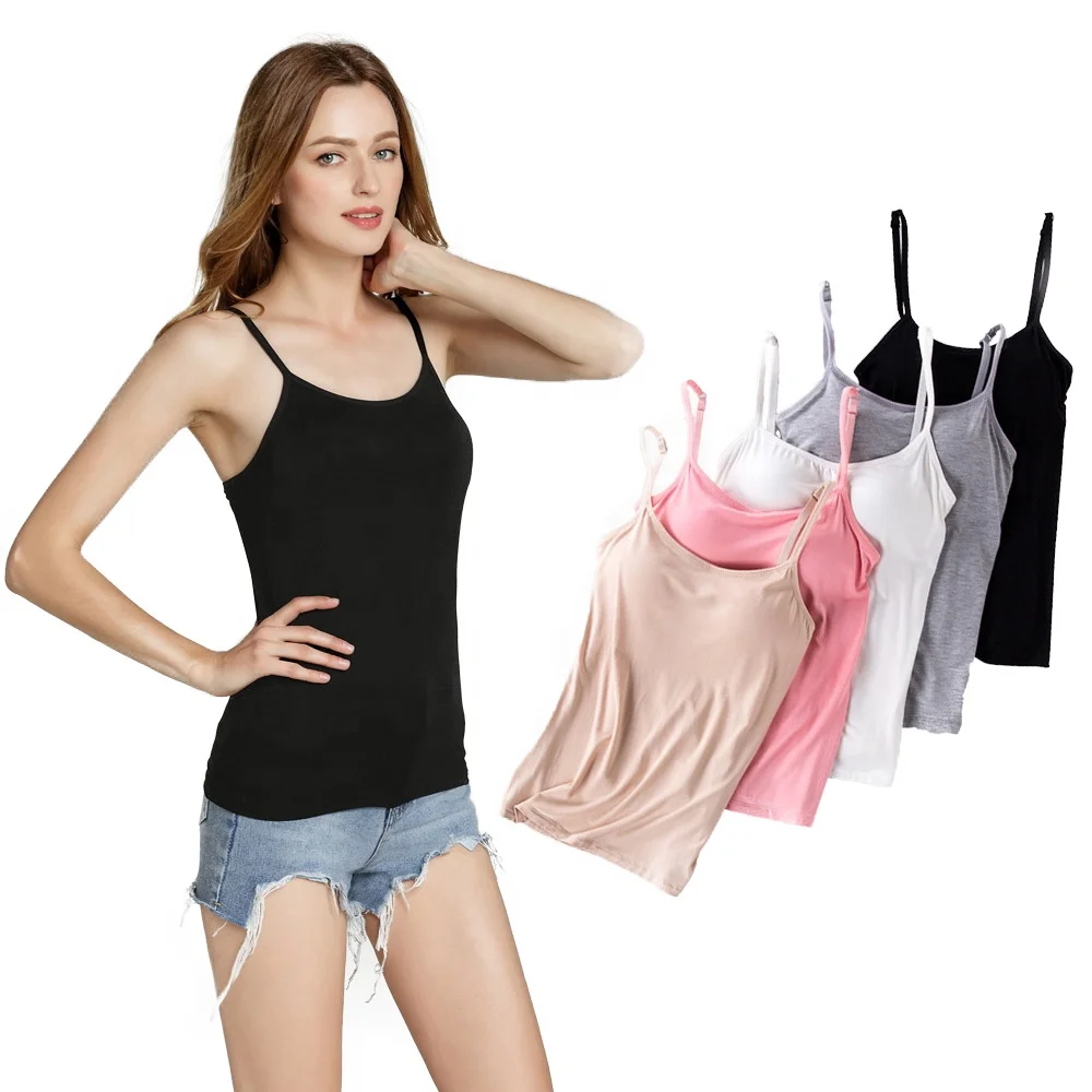 
Wholesale Modal Womens Adjustable Strap Padded Bra Seamless Bras Tank Top Camisole 