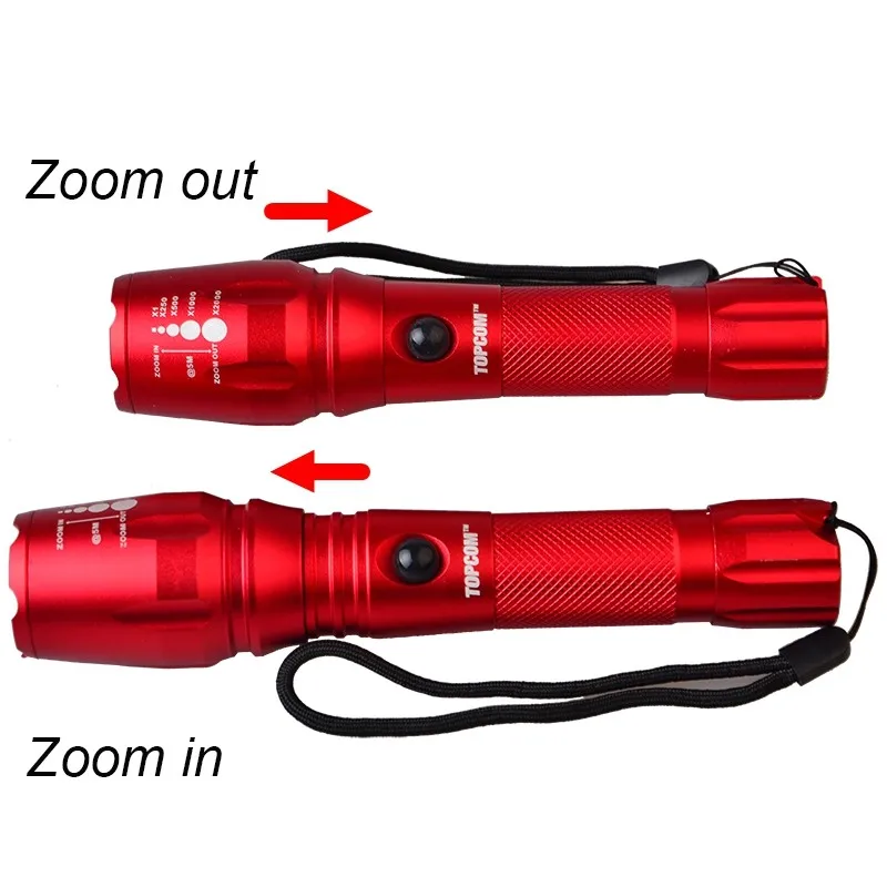 High Power 2000 Lumen Zoomable XM-L T6 LED Rechargeable Flashlight