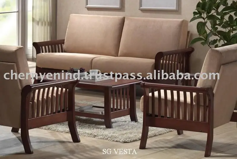 Sofá de madera sg vesta sets para la sala de estar identificación ... Salas de madera modernas