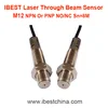 M12 Through Beam Laser Photo Sensor Switch, PNP 5V/12V/24V DC Photoeye Photocell Sensor (IBEST)