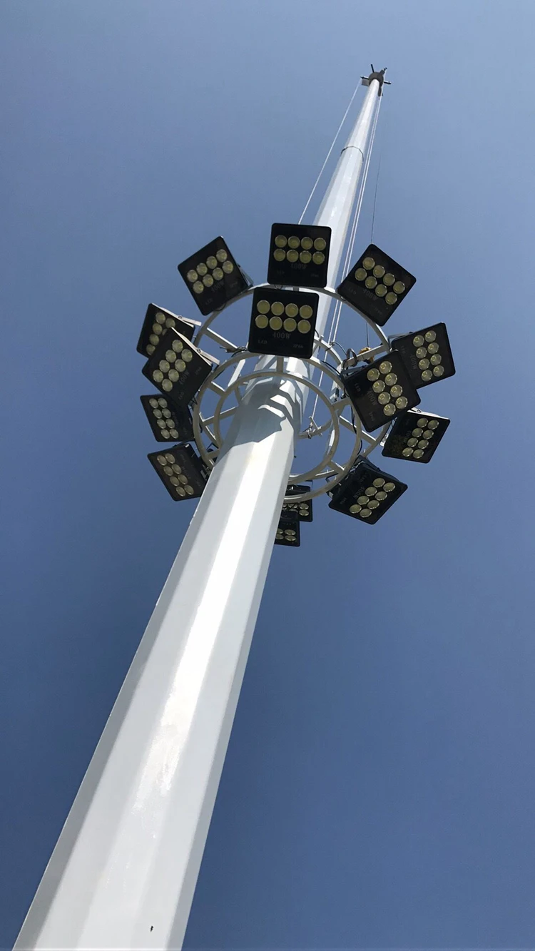 金属桅杆街杆 12 m 200 w 洪水高桅杆照明杆用于道路广场运动场游乐场