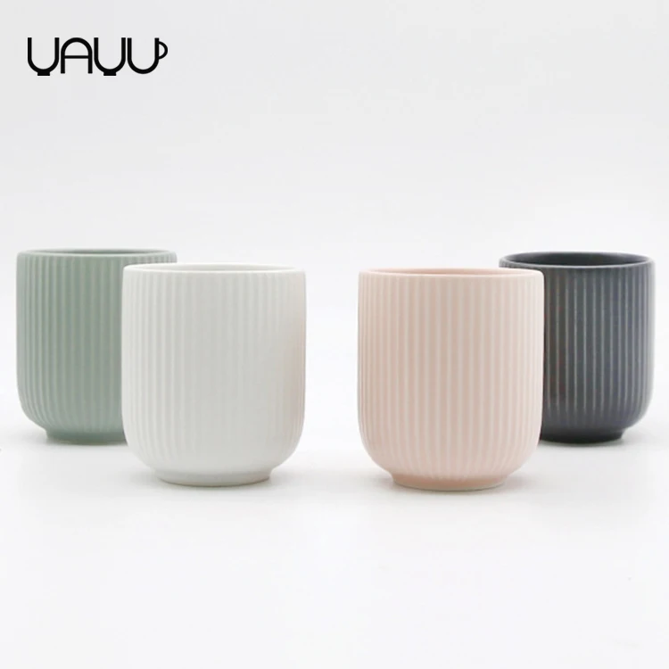 Home decoration drinkware striped multi-colored 220ml tea ceramic cup for gift.jpg