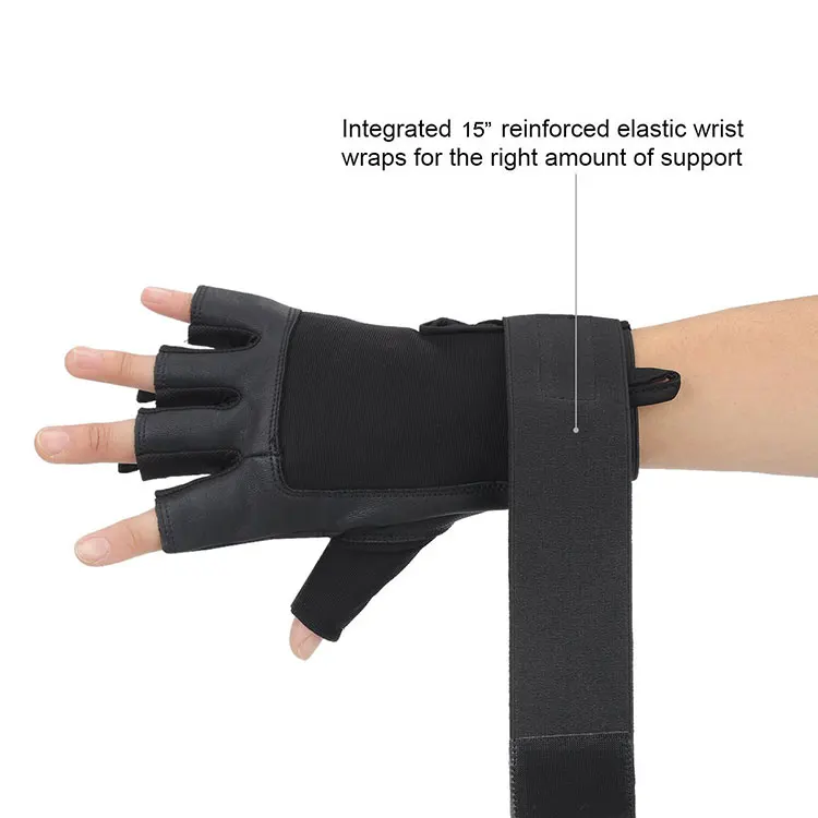 Manufacturer Leather Exercise Gloves Wrist Support Gym Fitness Workout Weightlifting Training BodyBuilding Sports Gloves
