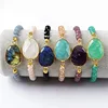 Wholesale Handmade 6mm Glass Crystal Bead Charm Bracelet with Gold Plated Natural Gemstone Faceted Charm