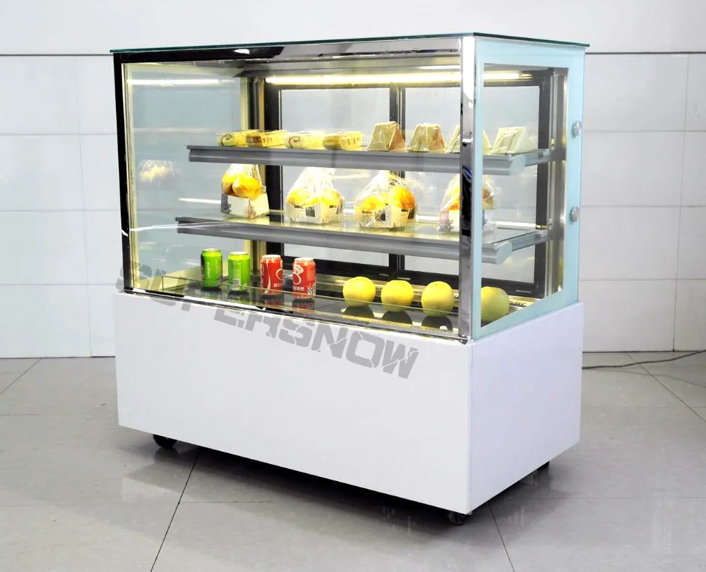 Supermarket Display Corolla Sweet Cake Showcase With Back Glass Door