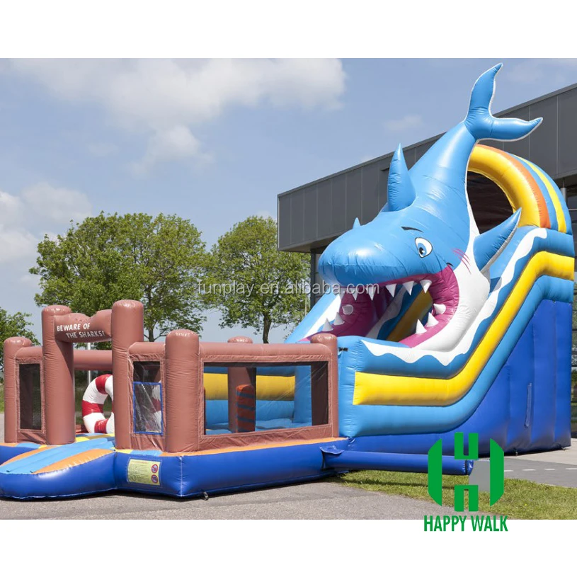 Pvc Tarpaulin Large Shark Inflatable Stair Slide For Kids N Adults ...