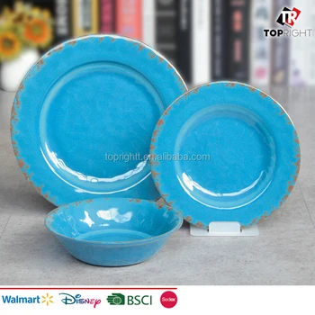 Melamine Plate Bowl Dinnerware Set Light Blue Melamine Plate Bowl Dinnerware Set Light Blue