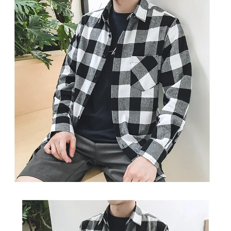 In stock service flannel men shirt with multiple colors plaid leisure shirt