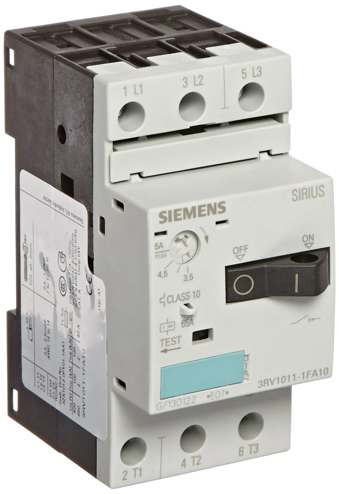 Siemens 3RV1011-1GA10 Leistungsschalter - Motorschutzschalter 4,5-6,3A