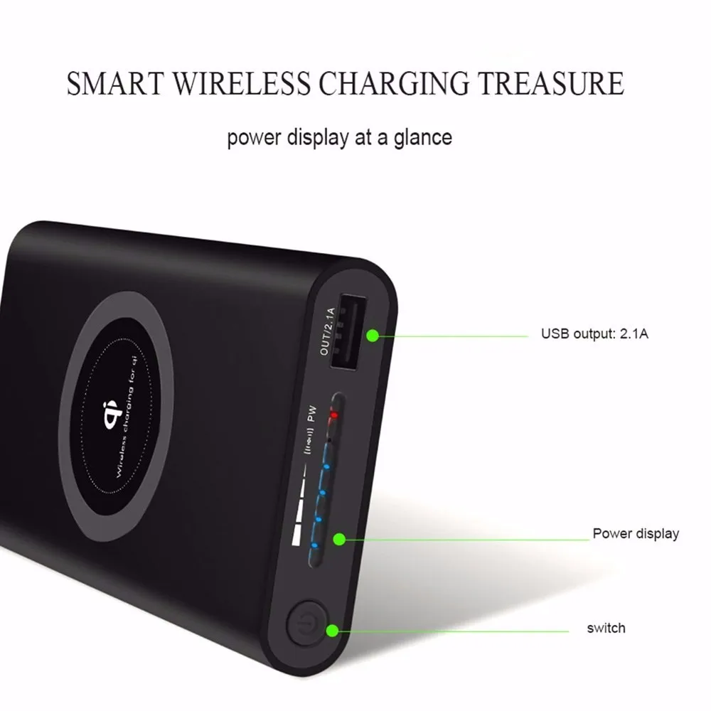 Factory Price Universal Led Flash Light 10000Mah QI Wireless Power Bank For Smart Phone - ANKUX.COM
