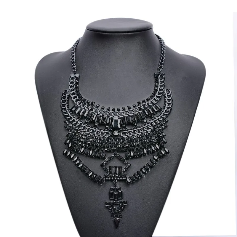 Multi-Layers Filigree Flower Pendant Statements Chunkys Long Big Collar Necklace