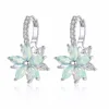 LUOTEEMI Fashion Flower Stud Earrings AAA Cubic Zirconia Crystal Bridal Earrings Women Girls Fancy Jewellery