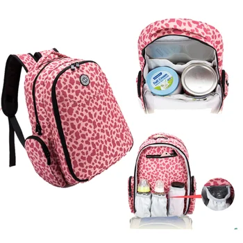Hot Large Capacity Multifucitional Customized Pink Leopard Hot Large Capacity Multifucitional Customized Pink Leopard Print Diaper Bag Backpack Mommy Set Of