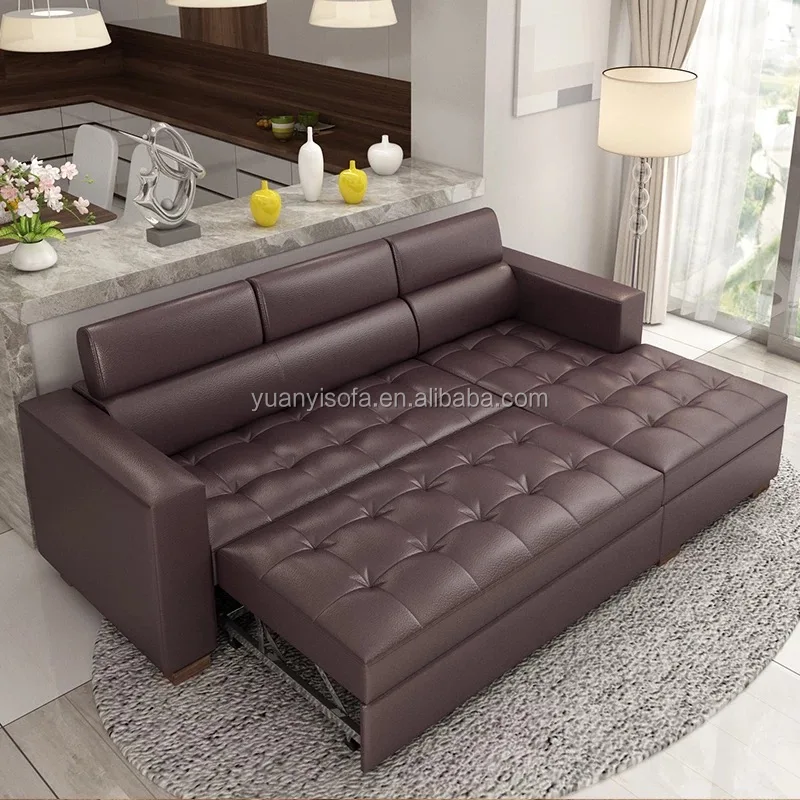 Sofá Cama Ajustable De Cuero Con Esquina Moderna Multifuncional