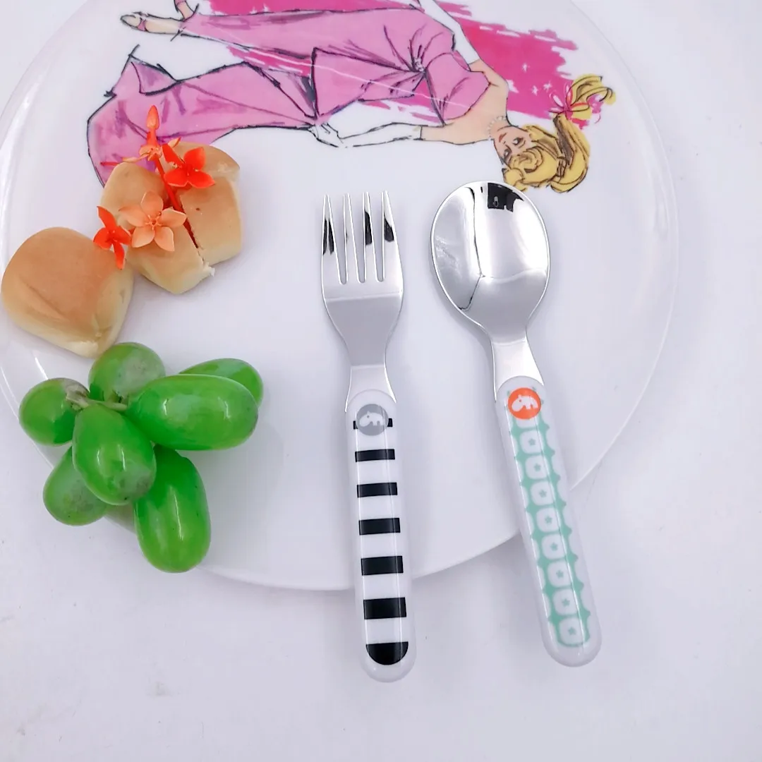 Stainless Steel Cute Cartoon Baby Kids Children Cutlery Set With