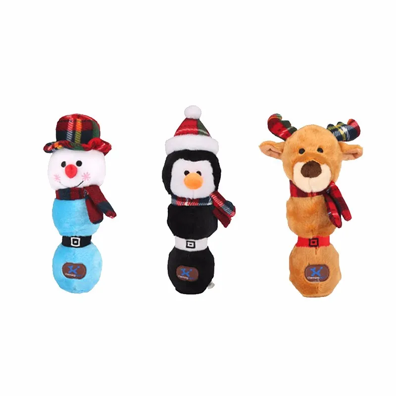 Wholesale Holiday Gifts Plush Pet Toy Snowman And Deer Shaped Christmas