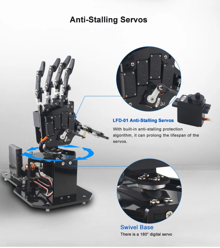 Open Source Bionic Robot Hand Right Hand Five Fingers fo STM32 Version Glove Z 