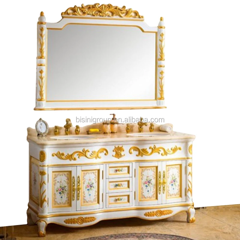 Classic Royal Italian Style Rococo Painted Solid Wood Double Sink ...