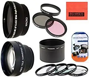 DavisMAX 58mm Macro Close Up Kit 2X Telephoto Lenses Wide Angle 3 Piece Filter Kit for Nikon D3200 with Nikon 55-300mm Lens Fibercloth Lens Bundle