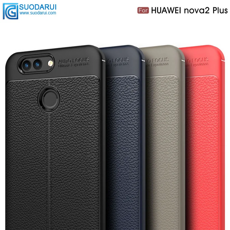 Shockproof Case Soft tpu case For huawei Nova2 plus Cover Litchi pattern