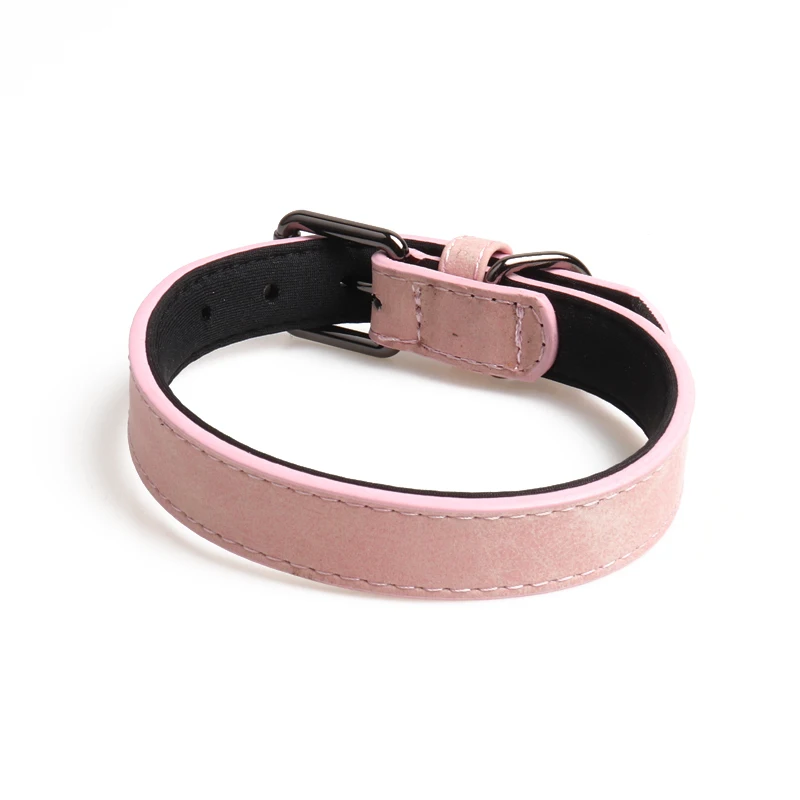 Wholesale Cheap Padded Plain Pu Material Pet Collars High End Custom