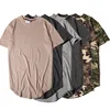 Solid Color Curved Hem Long Line Tshirt Elong Plain Tee Shirts Men Top