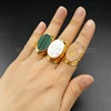 WT-R266 Elegant Ring 24K Gold Plated With Natural Malachite Stone Ring For Women Wholesale Gemstone Ring