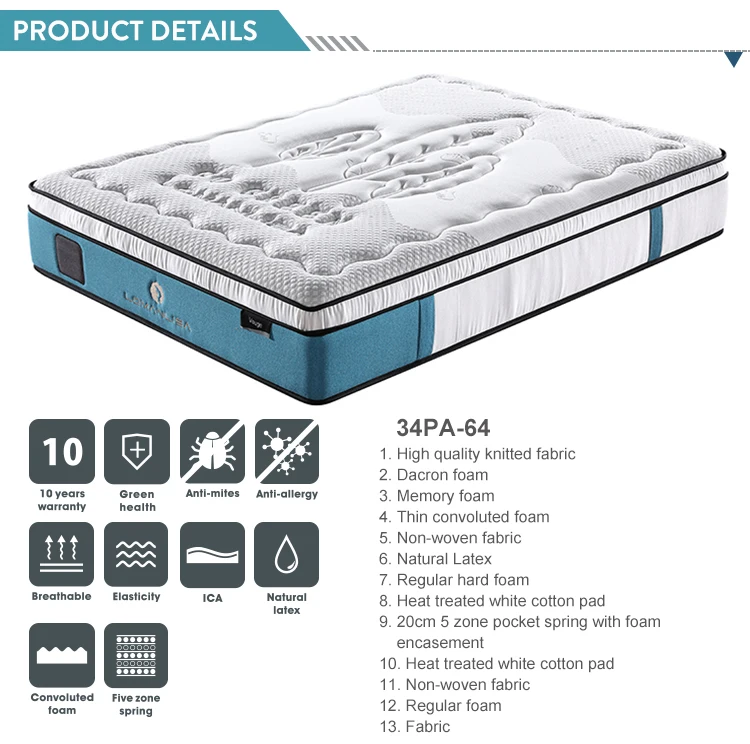 Wholesale natural latex memory foam mattress manufacturer from china