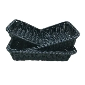 black rattan storage baskets