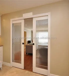 Wood Interior Sliding Frosted Gl Pocket Doors