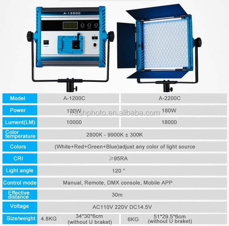 Tv Studio Lighting Equipment 2800k10000k Rechargeable 100w Dmx Phone