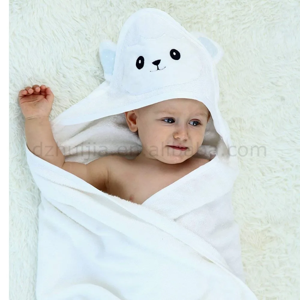 Cute White Hooded Towel Baby Absorbent Large Baby Bath Towel Kids ...