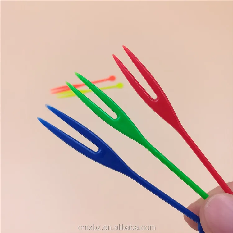 Colorful Ok Handle Disposable Plastic Mini Fruit Fork Buy Fruit Fork