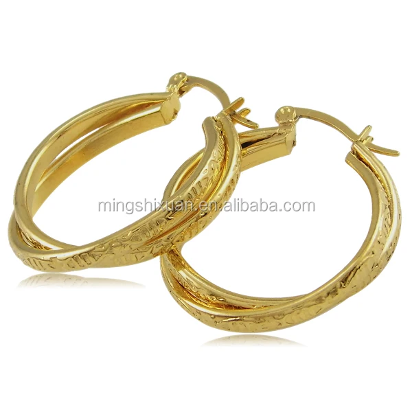 Modern Jewelry Teist Design Eroding Stainless Steel Gold Earrings Mser6369 1