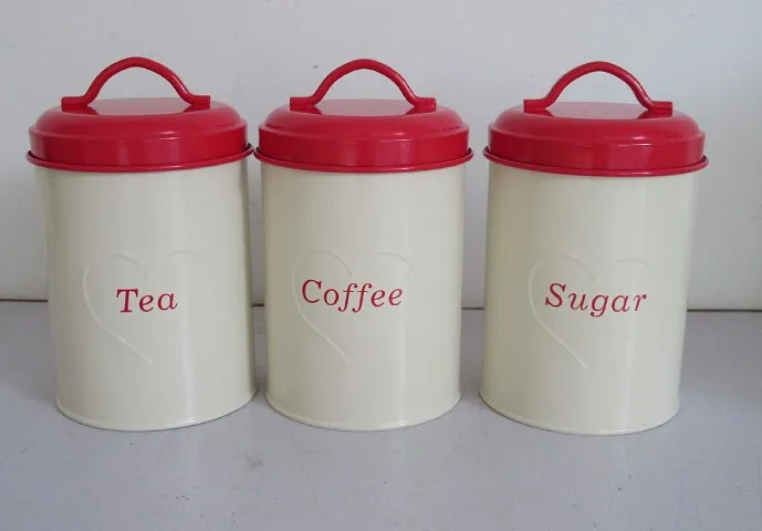 red tea coffee sugar canisters argos