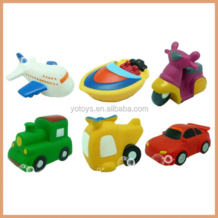 Vehicle Model Soft Rubber Cartoon Car Airplane Boat 5pcs Bath Toy Baby Partner 
